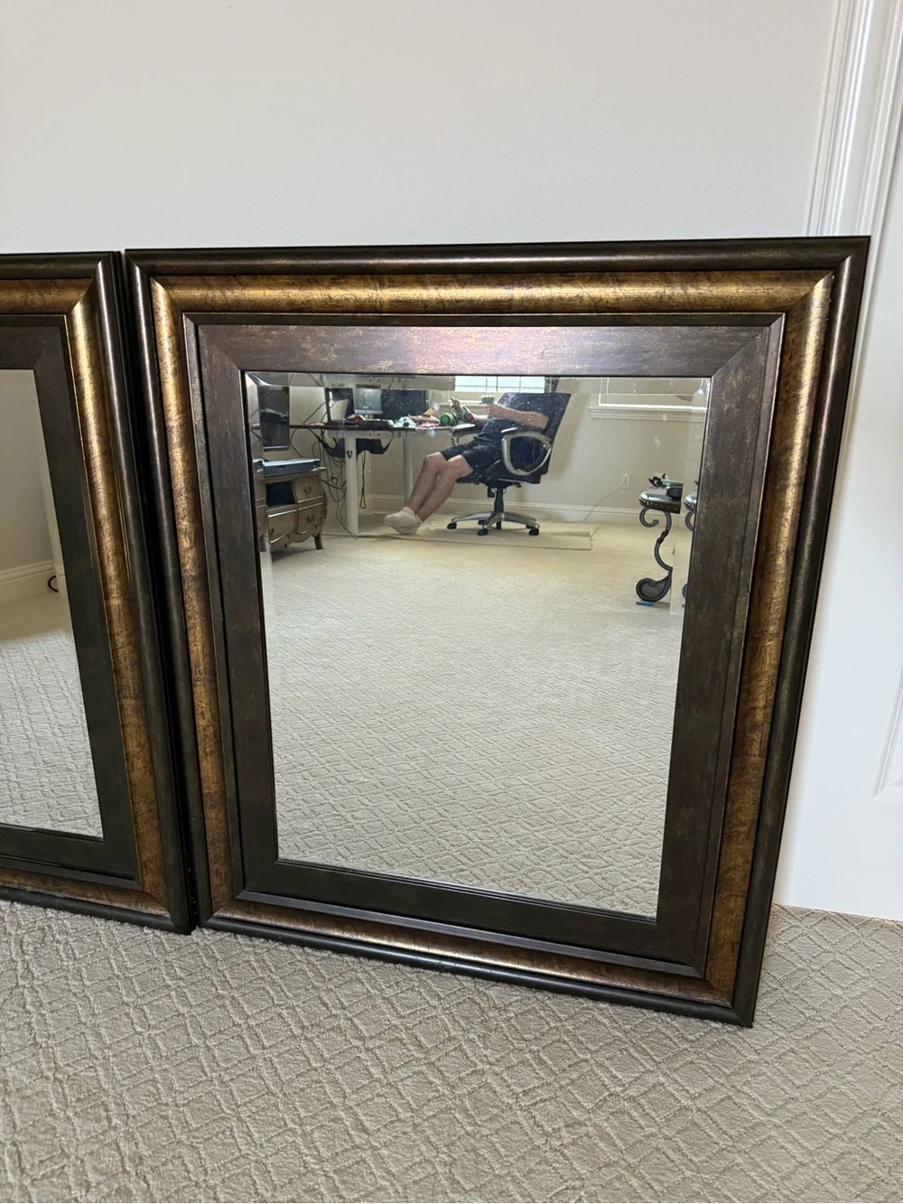 Old World Large decorative mirror with ornate frame 38x32